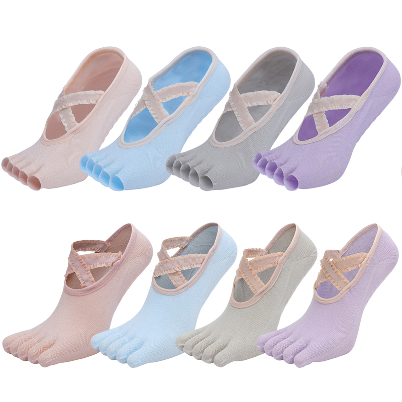 Grip Sock Yoga - Fünf Finger Yoga Socken Spitze Kreuz